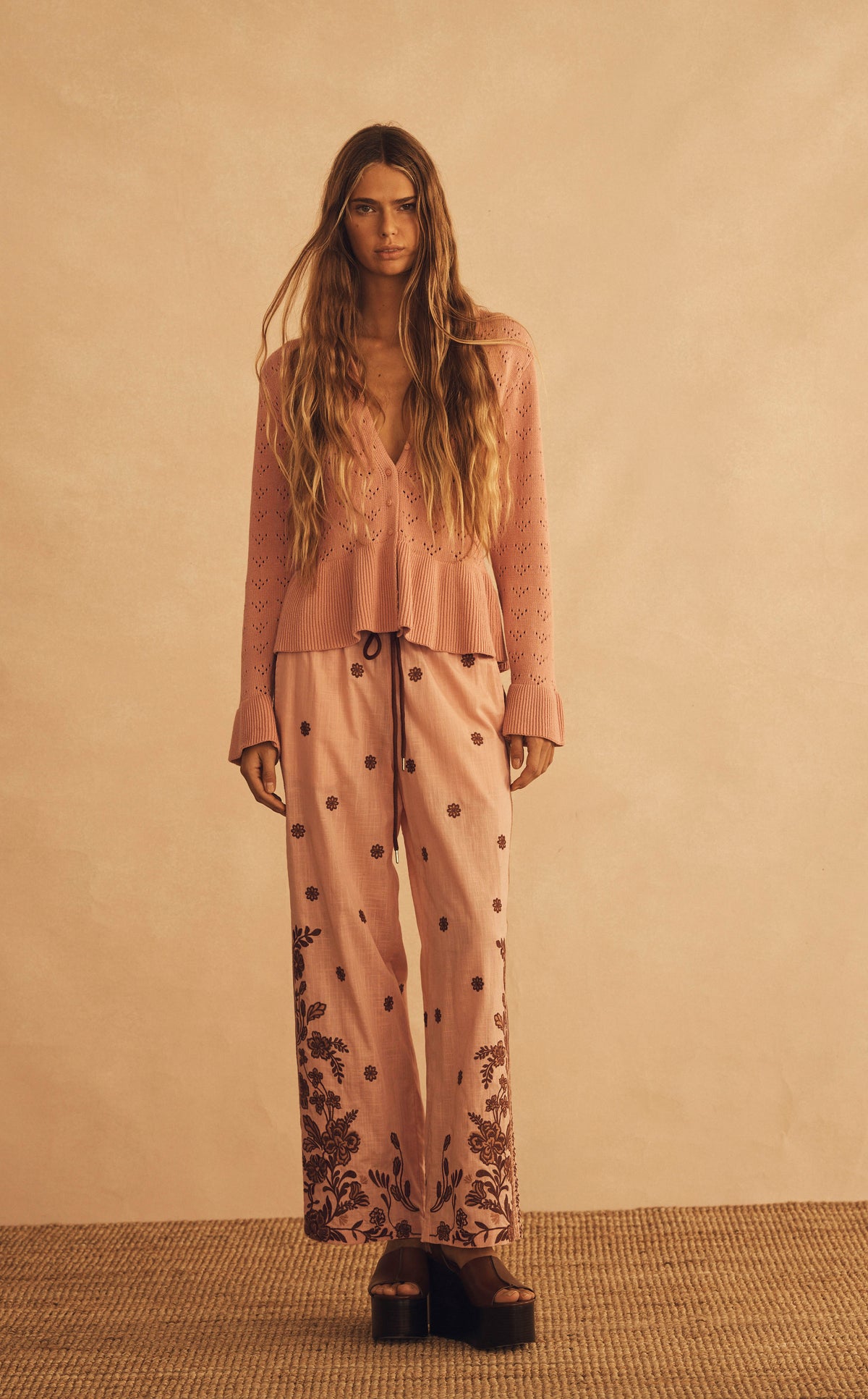 The look: ALBA SENESE Crochet Ruffle Cardigan