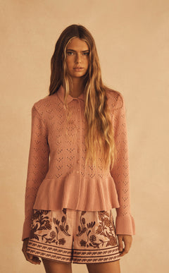 ALBA SENESE Crochet Ruffle Cardigan