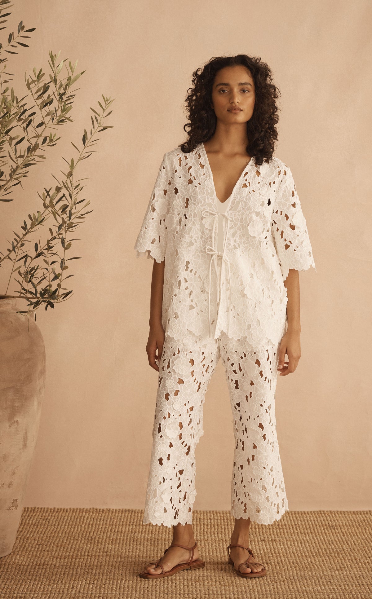 The look: BIANCA ORNATO Appliqué Cropped Pant