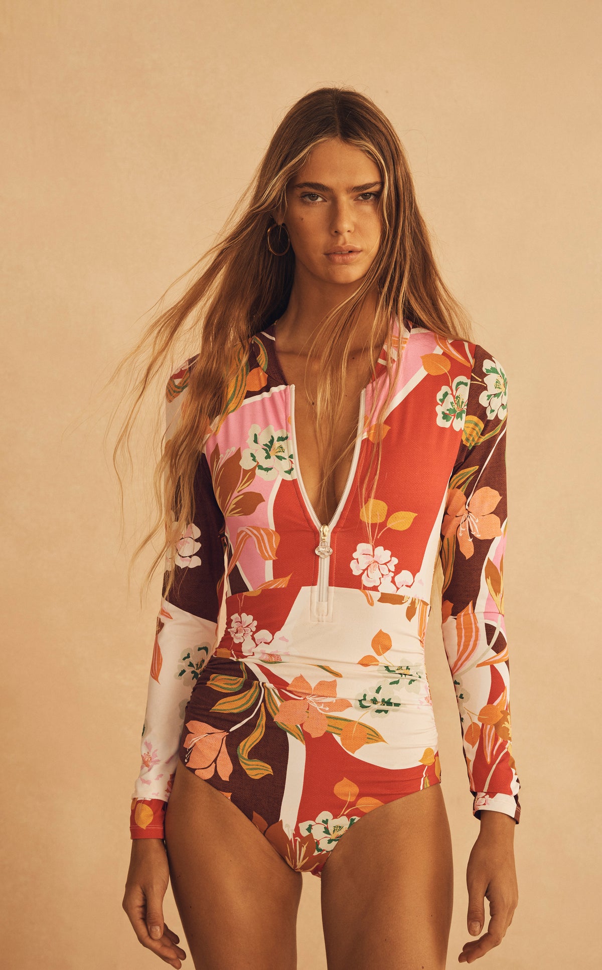Detail of LUCCA Ruched Long Sleeve One Piece