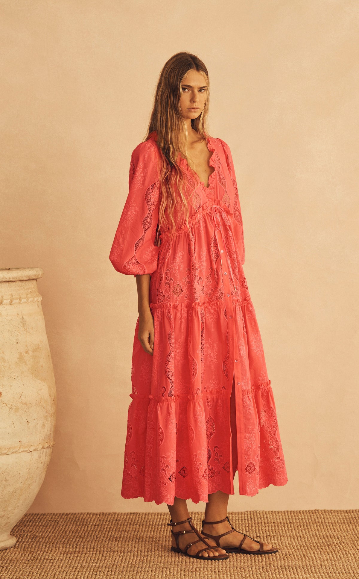 The look: PRIMAROSA TRINA Drawstring Tiered Maxi