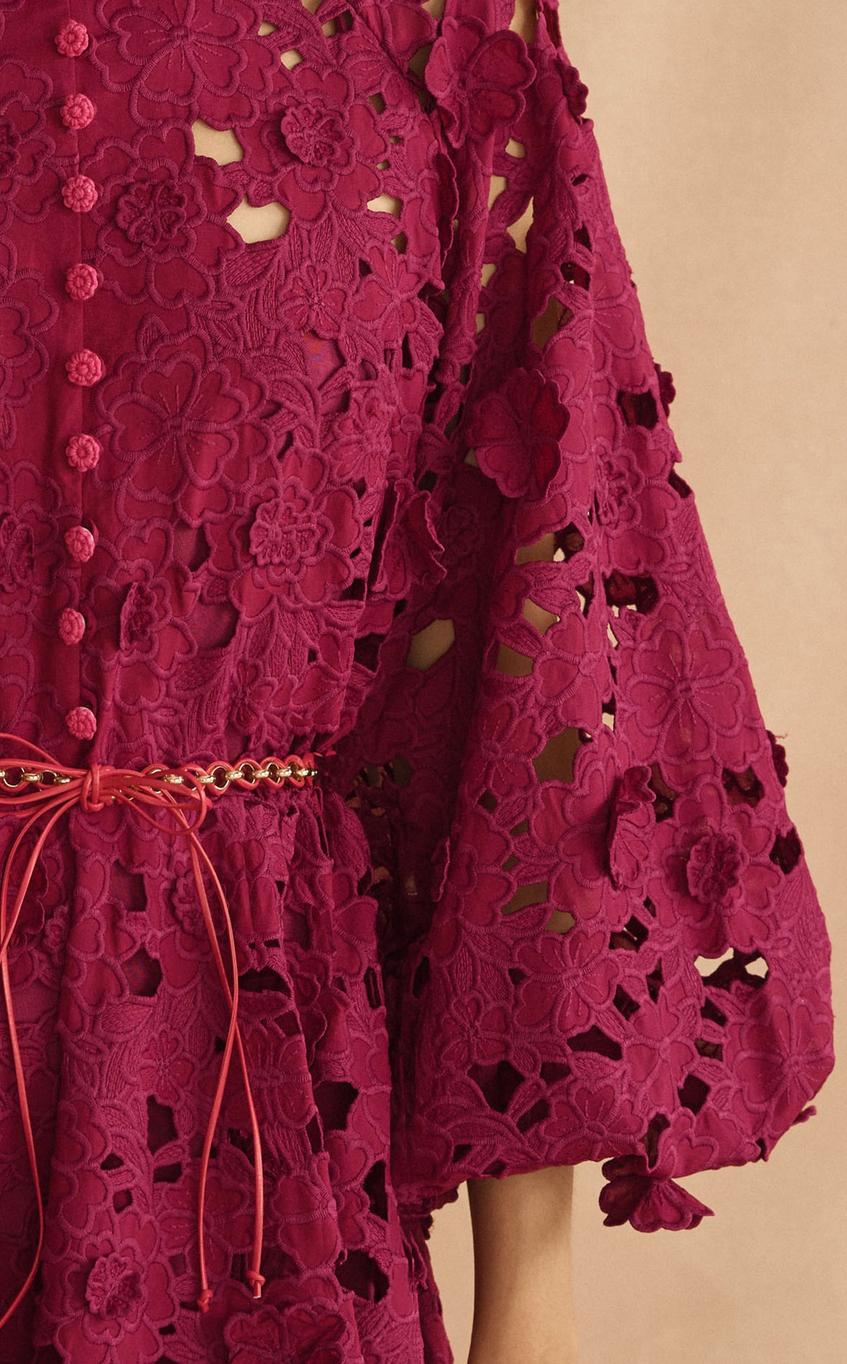 Detail of ROSARIA ORNATO Appliqué Billow Sleeve Mini Dress