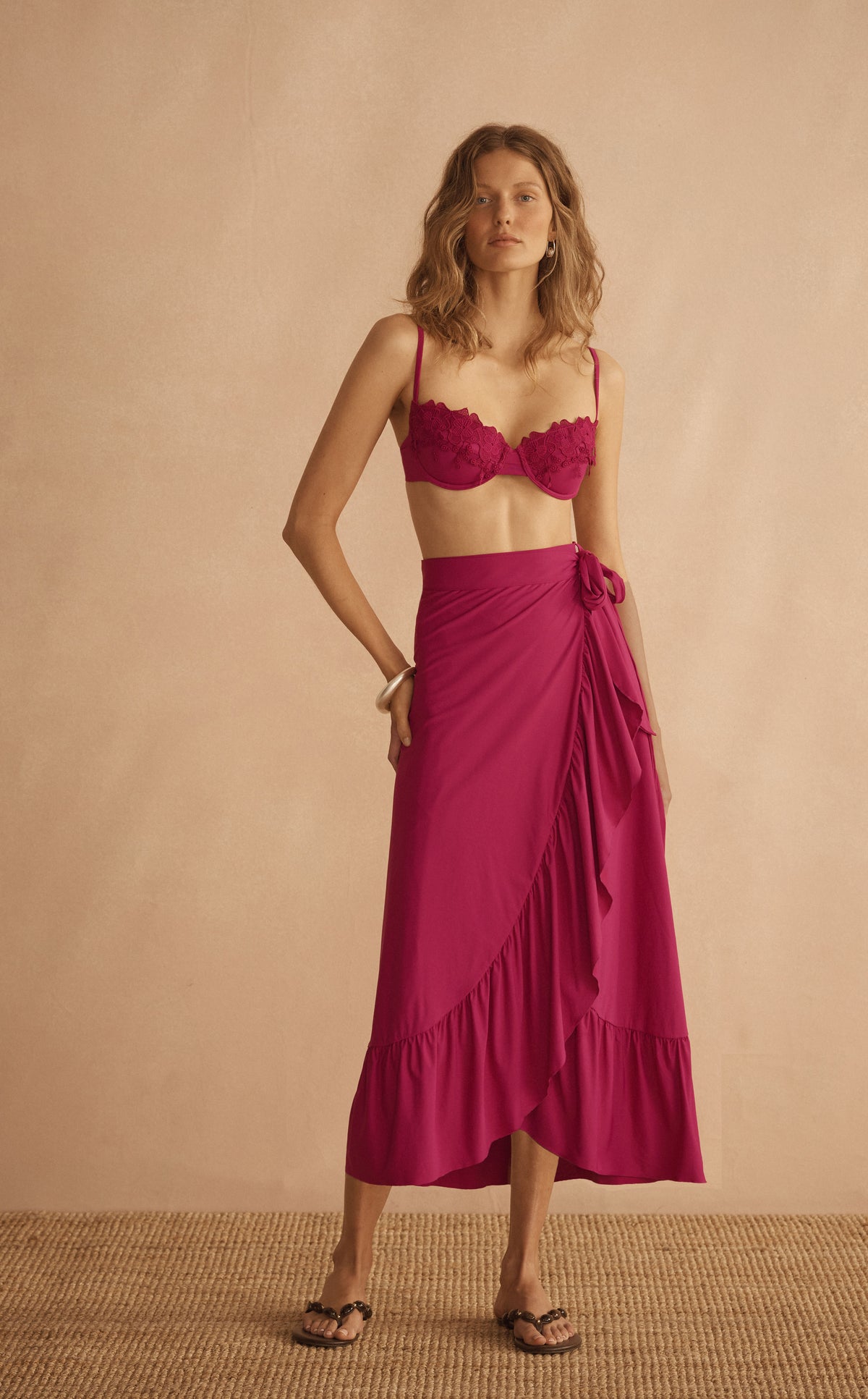 The look: ROSARIA ORNATO Lycra Ruffle Wrap Skirt