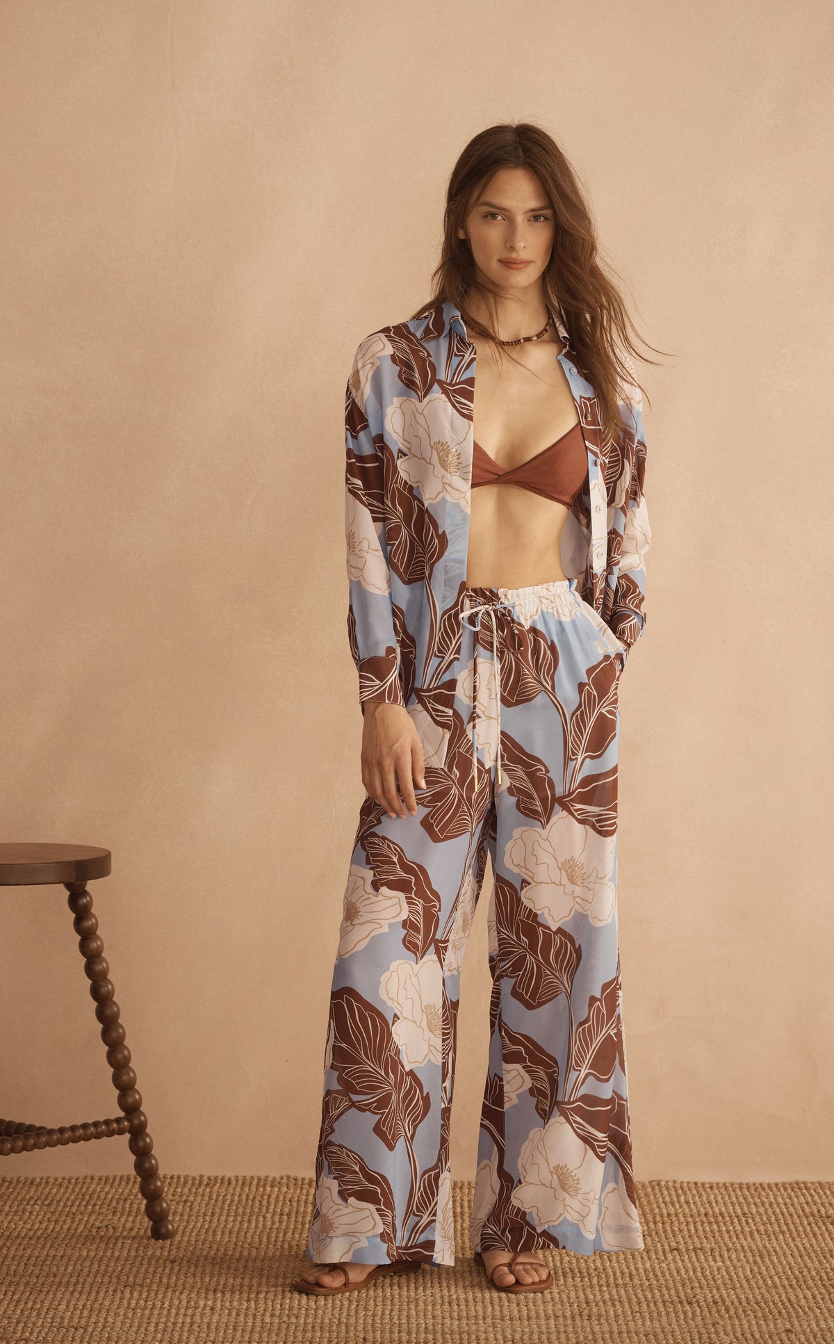 The look: VALEN Silk Long Sleeve Shirt
