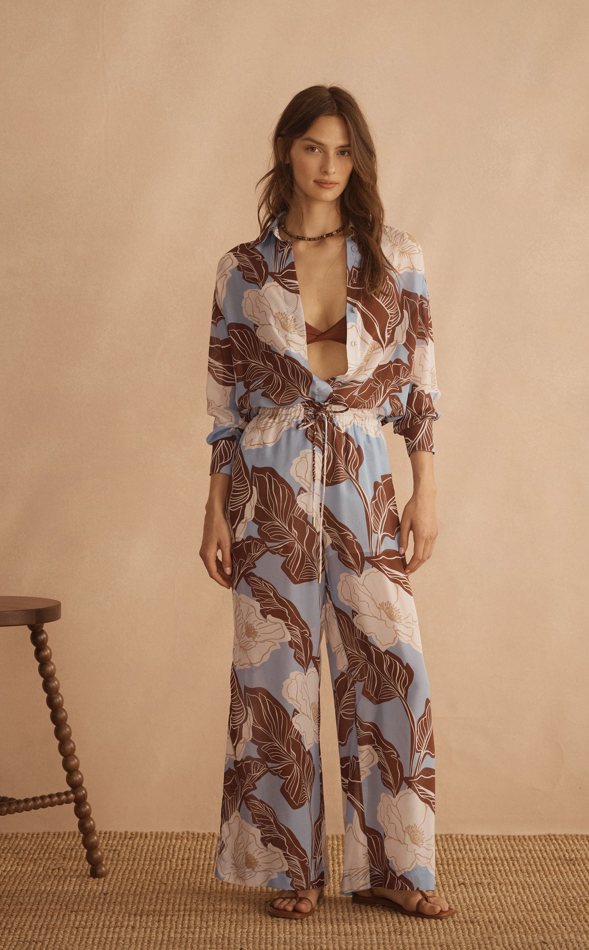 The look: VALEN Silk Gathered Wide Leg Pant