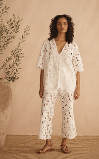 BIANCA ORNATO Appliqué Tie Front Top