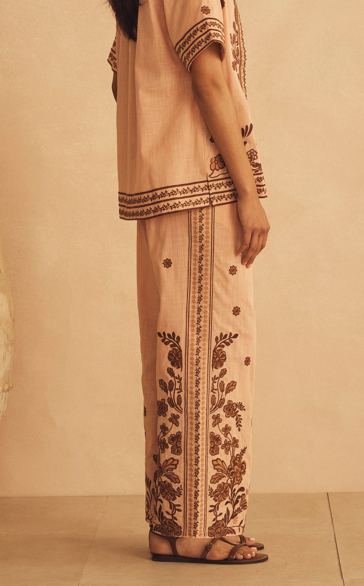 Detail of INFIORATA EMBROIDERED Straight Leg Pant