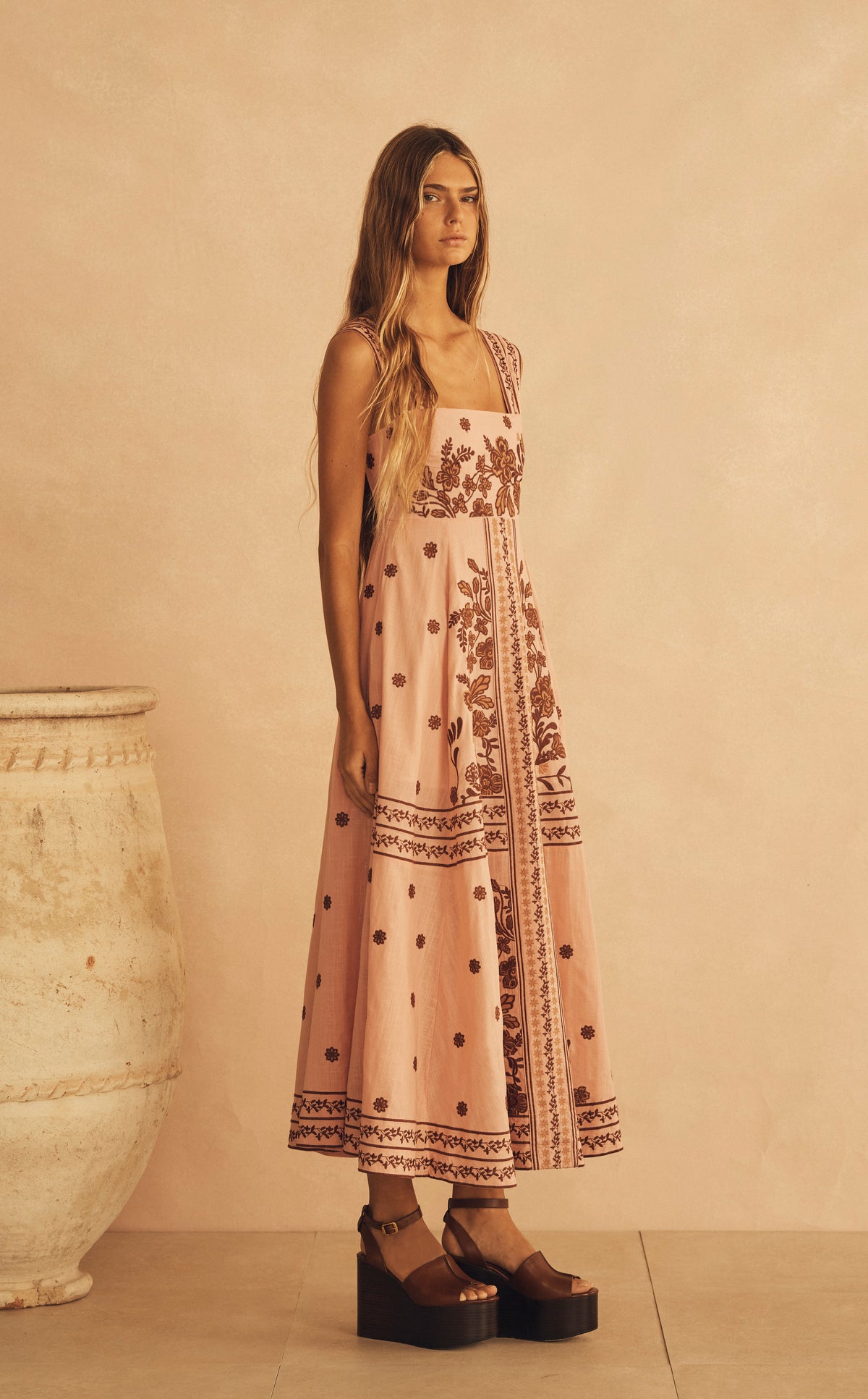 Detail of INFIORATA EMBROIDERED Empire Maxi Dress