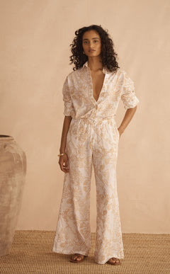 INTARSIO Embroidered Gathered Wide Leg Pant