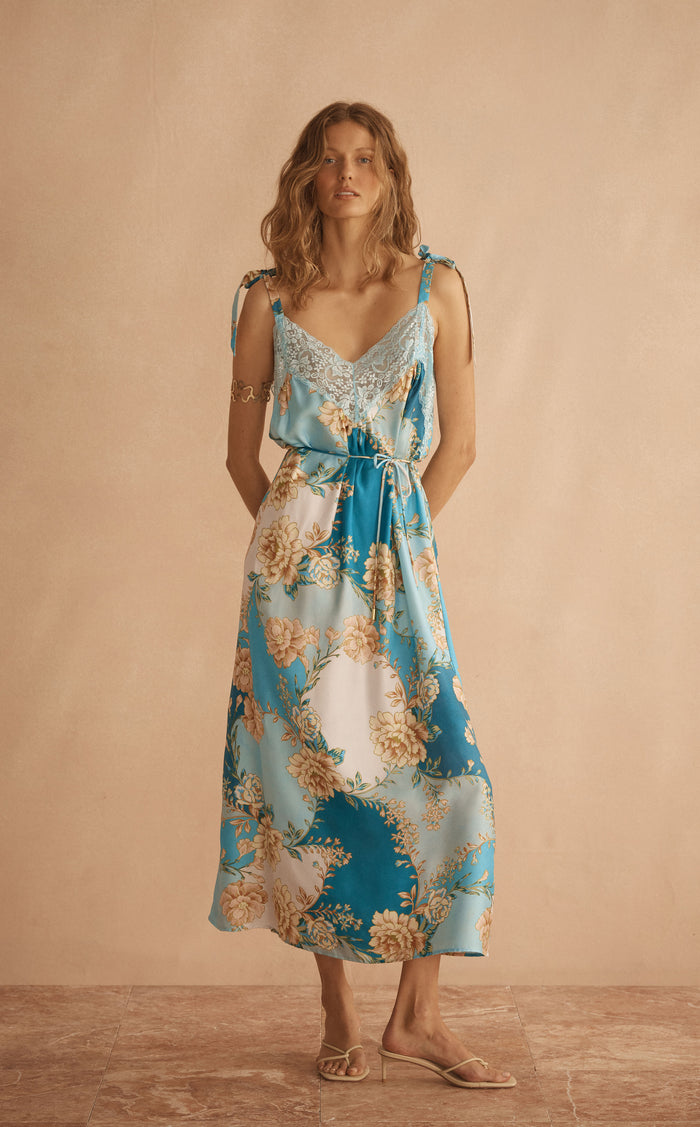LUCENTE Silk V Slip Dress, front view