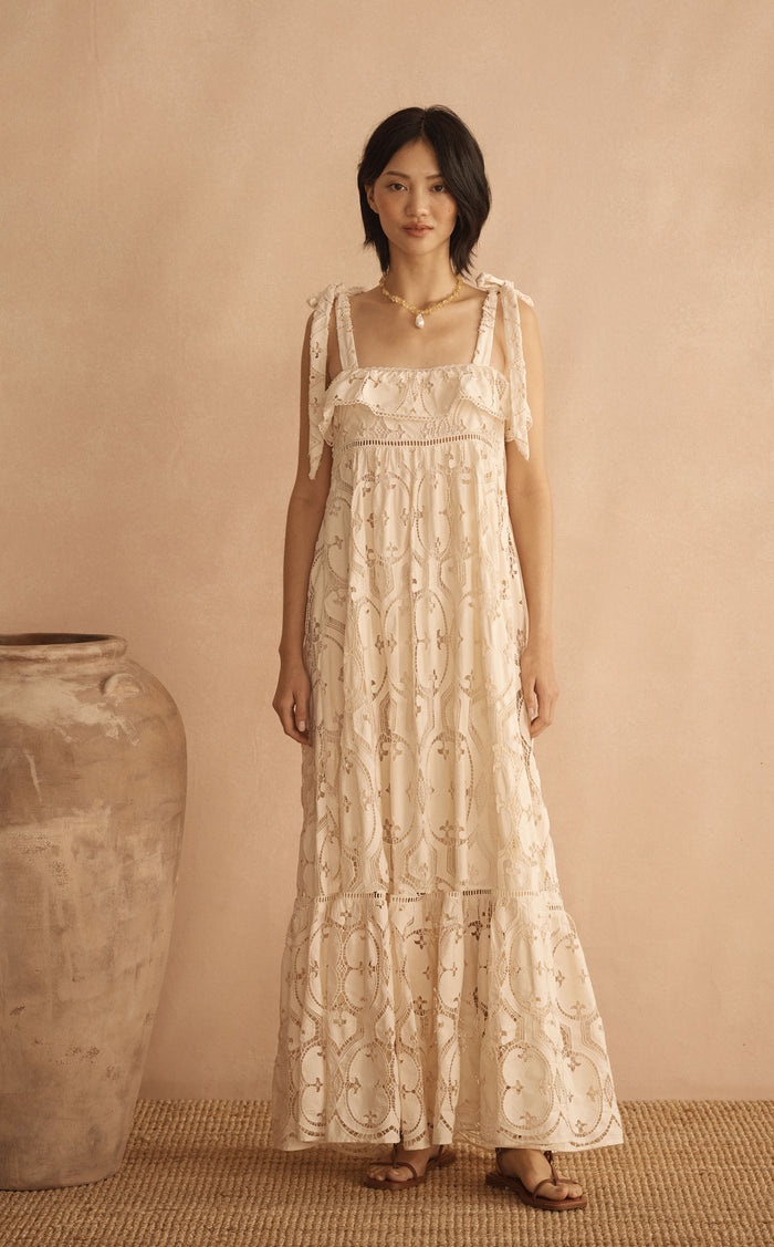 RELIQUIA Tie Frill Slip Dress, front view