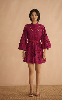 ROSARIA ORNATO Appliqué Billow Sleeve Mini Dress