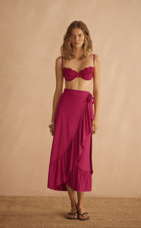 ROSARIA ORNATO Lycra Ruffle Wrap Skirt