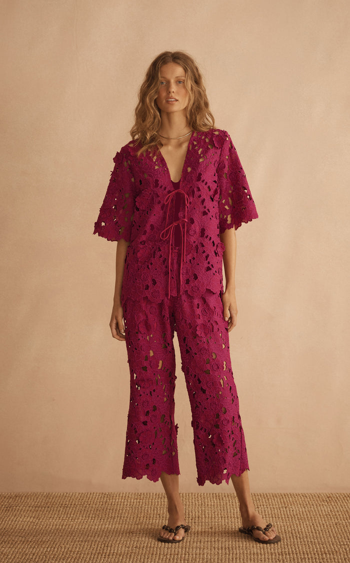 ROSARIA ORNATO Appliqué Cropped Pant, front view